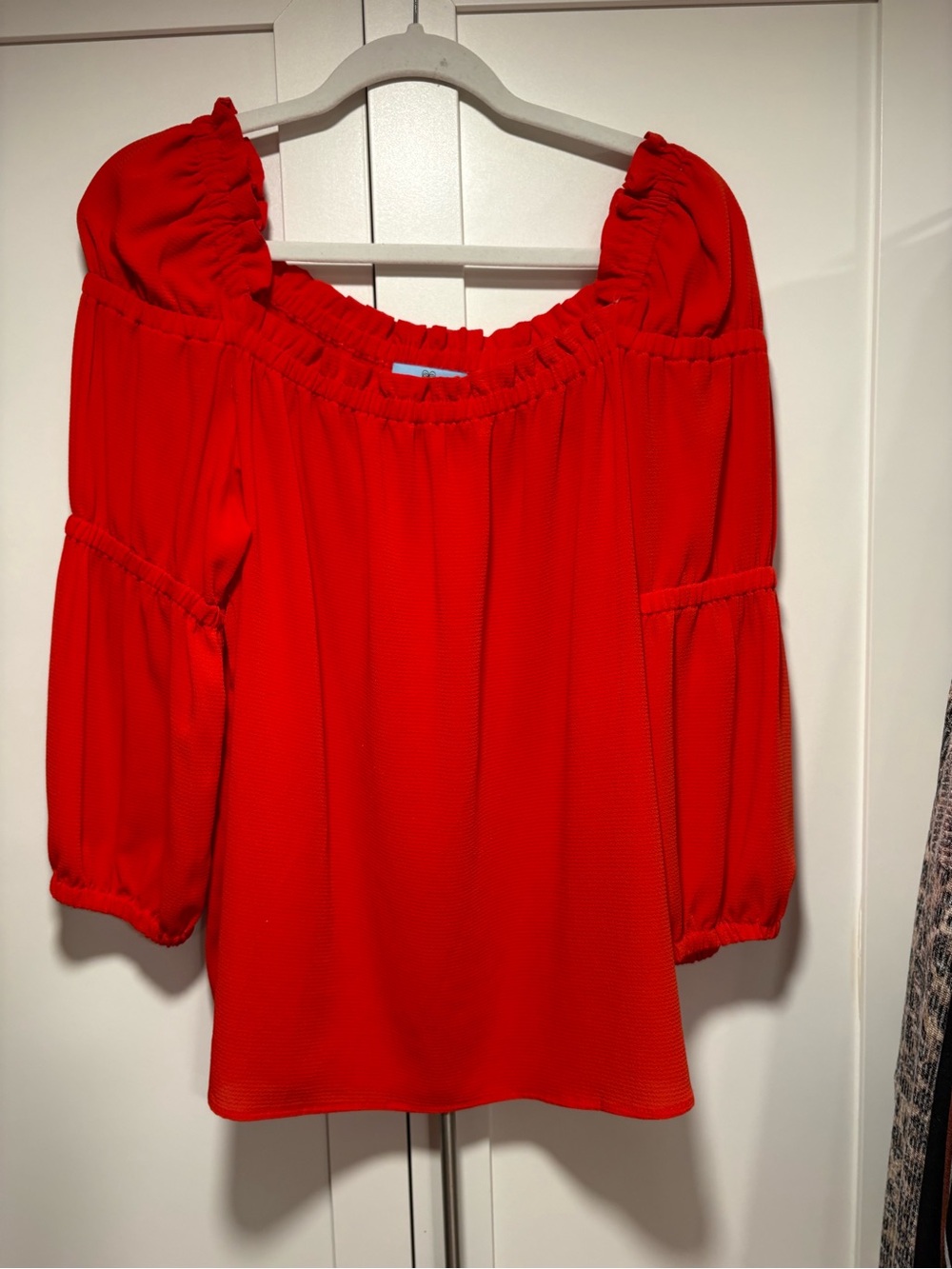 CeCe Vibrant Red Off-the-Shoulder Blouse
